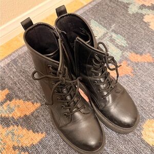 A New Day Black Leather Combat Boots